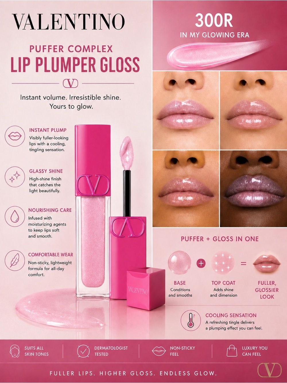 Valentino Puffer Complex Lip Plumper Gloss - 300R In my Glowing Era